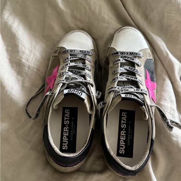 Golden Goose Women's Camouflage Low-Top Sneakers with Pink Star Size 39 - Picture 4 of 10